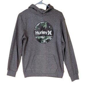 Hurley Camo Fleece Pullover Hoodie 18/20 Big Boys Gray Long Sleeved Sweatshirt